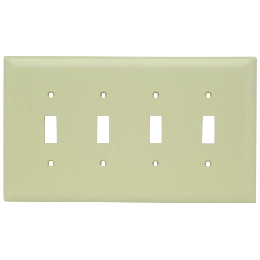 TPJ4I TradeMaster Jumbo 4-Gang Nylon Wall Plate, 4 Toggle Switch Openings, Ivory
