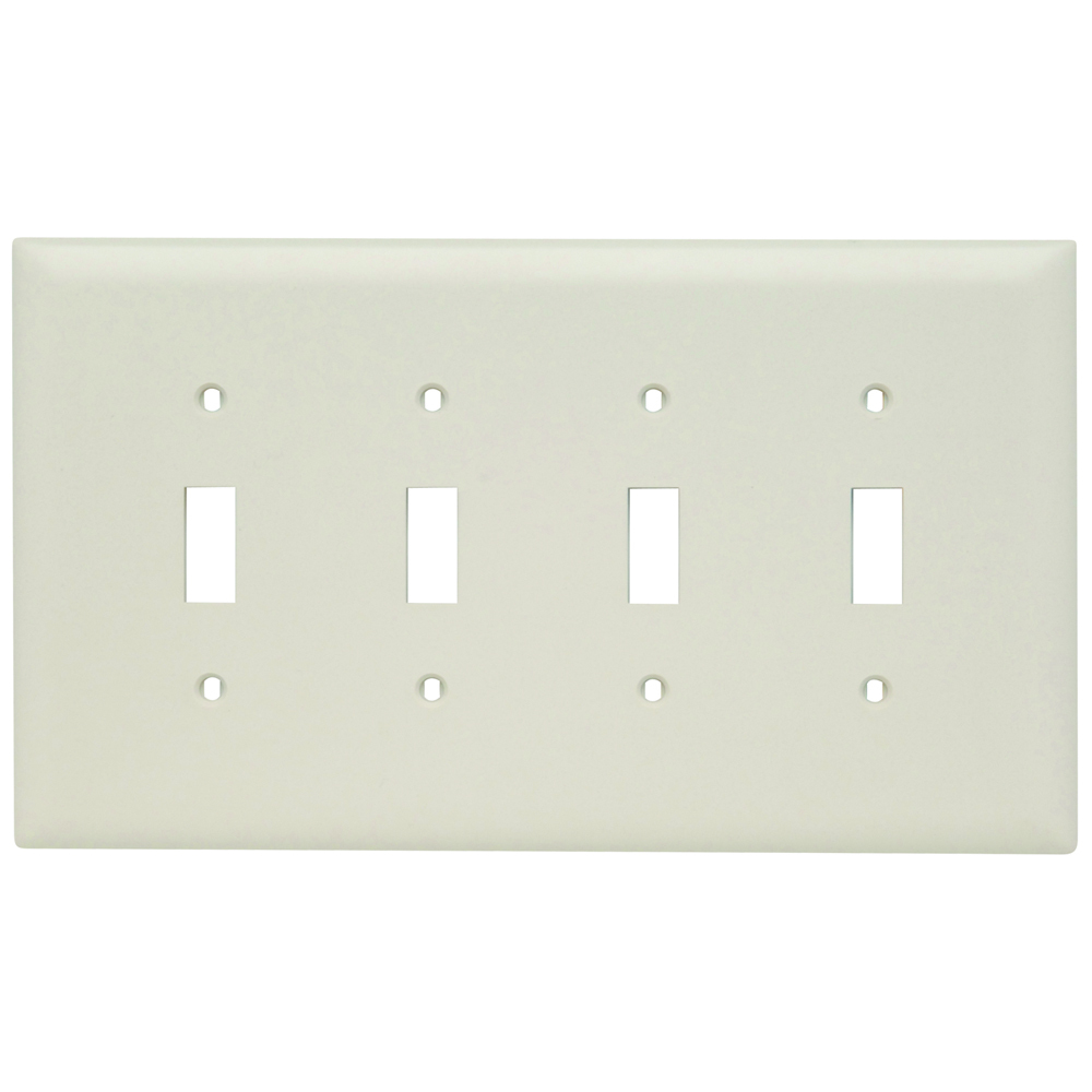 TPJ4LA TradeMaster Jumbo 4-Gang Nylon Wall Plate, 4 Toggle Switch Openings, Light Almond