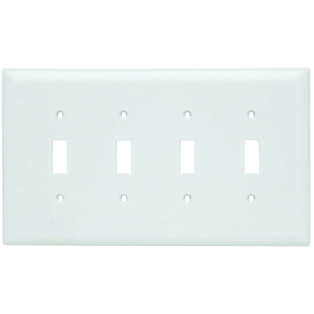 TPJ4W TradeMaster Jumbo 4-Gang Nylon Wall Plate, 4 Toggle Switch Openings, White