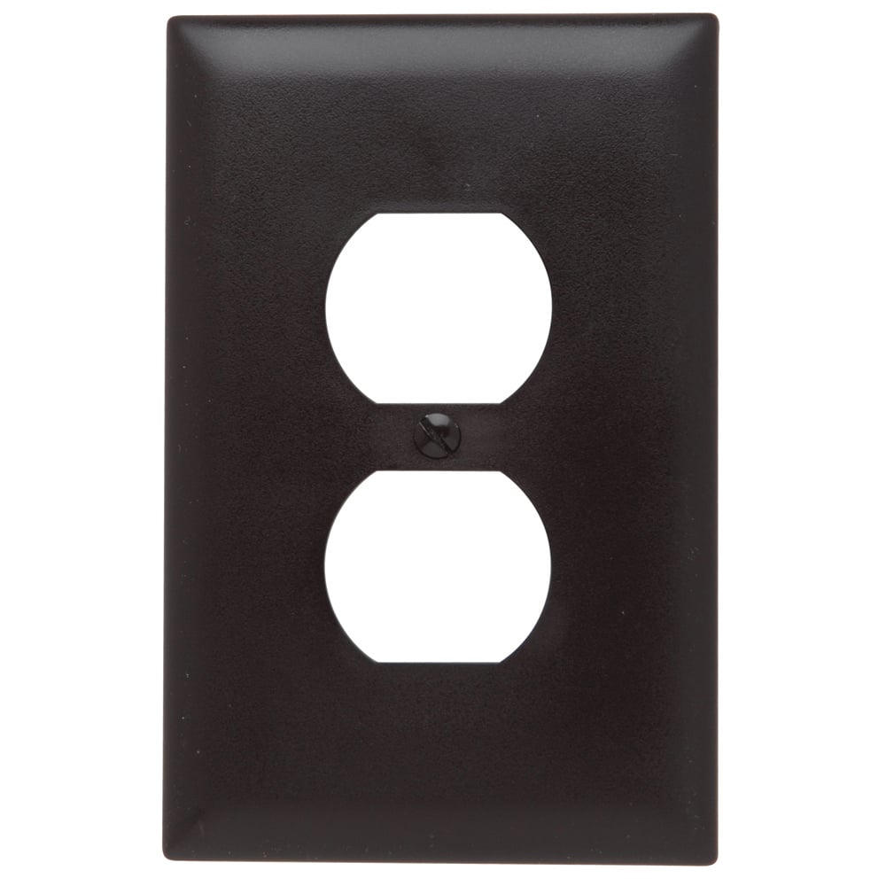 TPJ8 TradeMaster Jumbo 1-Gang Nylon Wall Plate, 1 Duplex Receptacle Opening, Brown