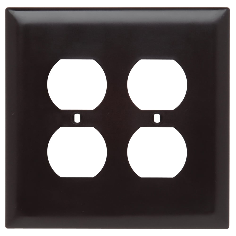 TPJ82 TradeMaster Jumbo 2-Gang Nylon Wall Plate, 2 Duplex Receptacle Openings, Brown