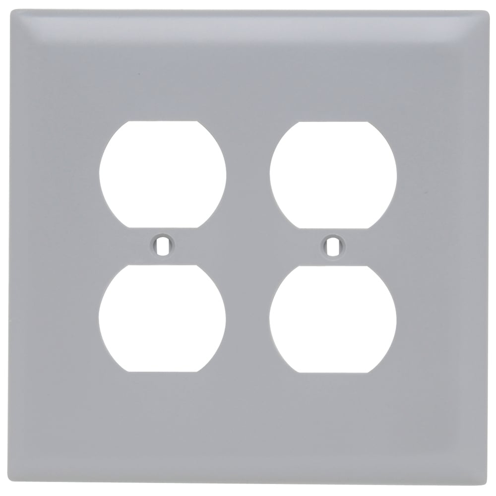 TPJ82GRY TradeMaster Jumbo 2-Gang Nylon Wall Plate, 2 Duplex Receptacle Openings, Gray