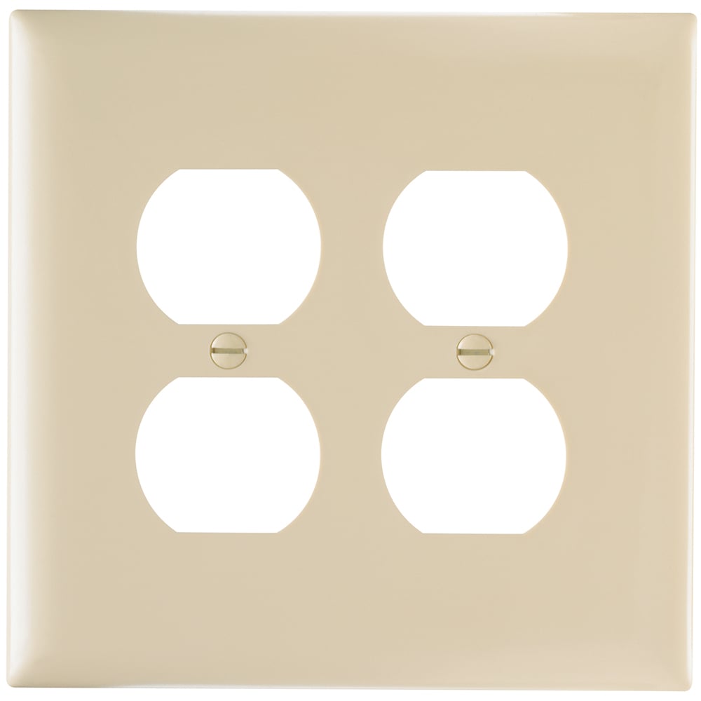TPJ82I TradeMaster Jumbo 2-Gang Nylon Wall Plate, 2 Duplex Receptacle Openings, Ivory