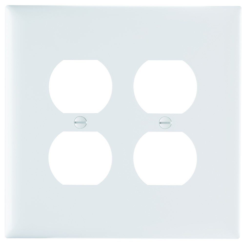 TPJ82W TradeMaster Jumbo 2-Gang Nylon Wall Plate, 2 Duplex Receptacle Openings, White