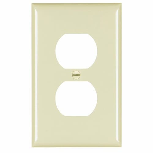 TPJ8I TradeMaster Jumbo 1-Gang Nylon Wall Plate, 1 Duplex Receptacle Opening, Ivory
