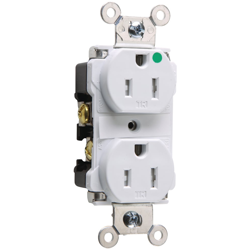 TR62HW  Receptacle, Smooth Face, Back and Side Wire, 15 Amp, 125V, White
