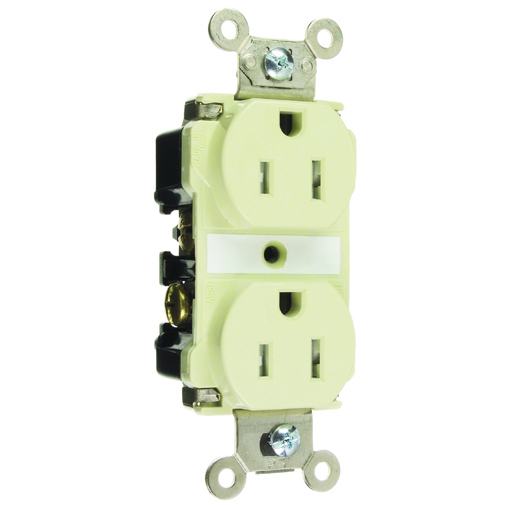 TR62I  Spec Grade Receptacle, Back and Side Wire, 15 Amp, 125V, Ivory