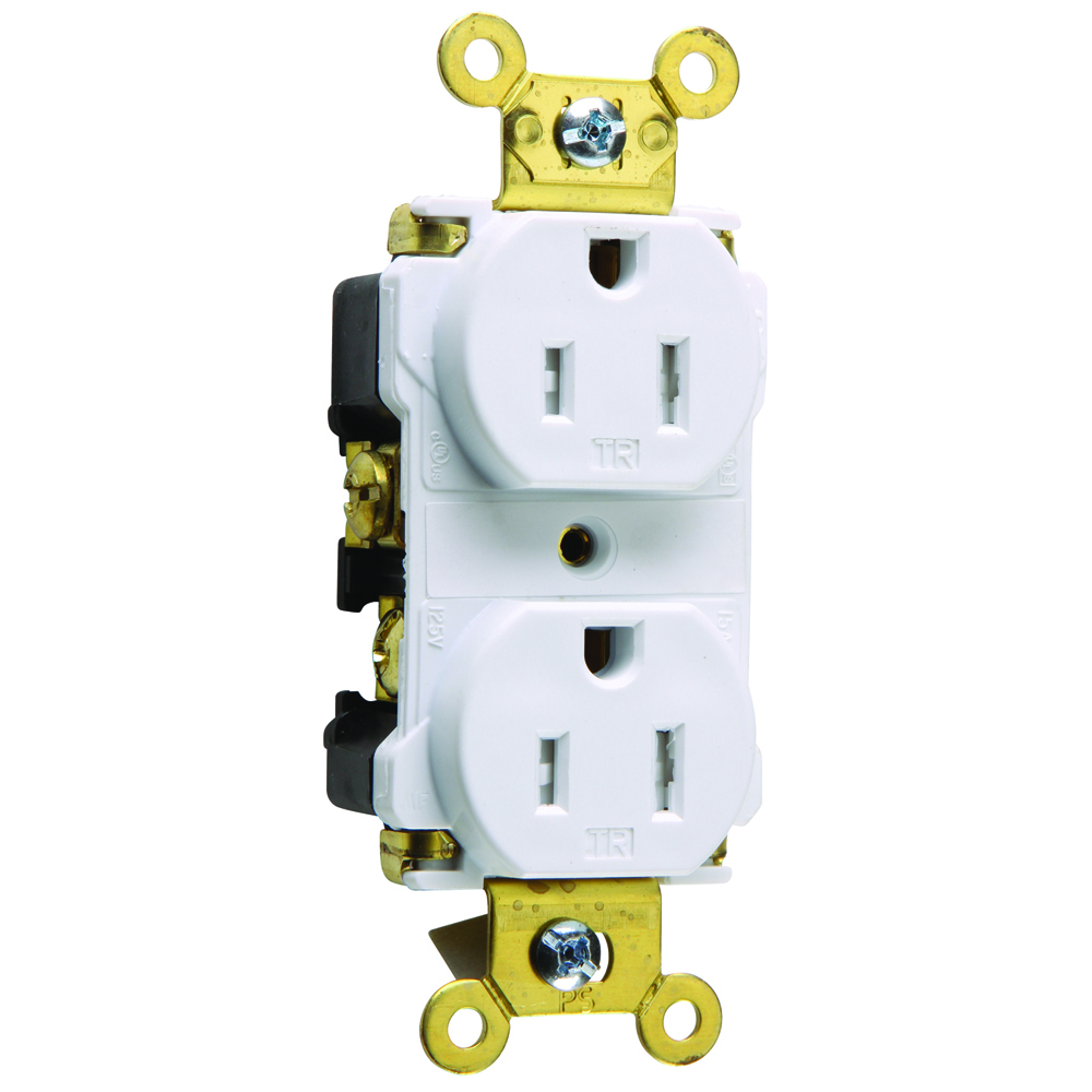 TR62W  Spec Grade Receptacle, Back and Side Wire, 15 Amp, 125V, White