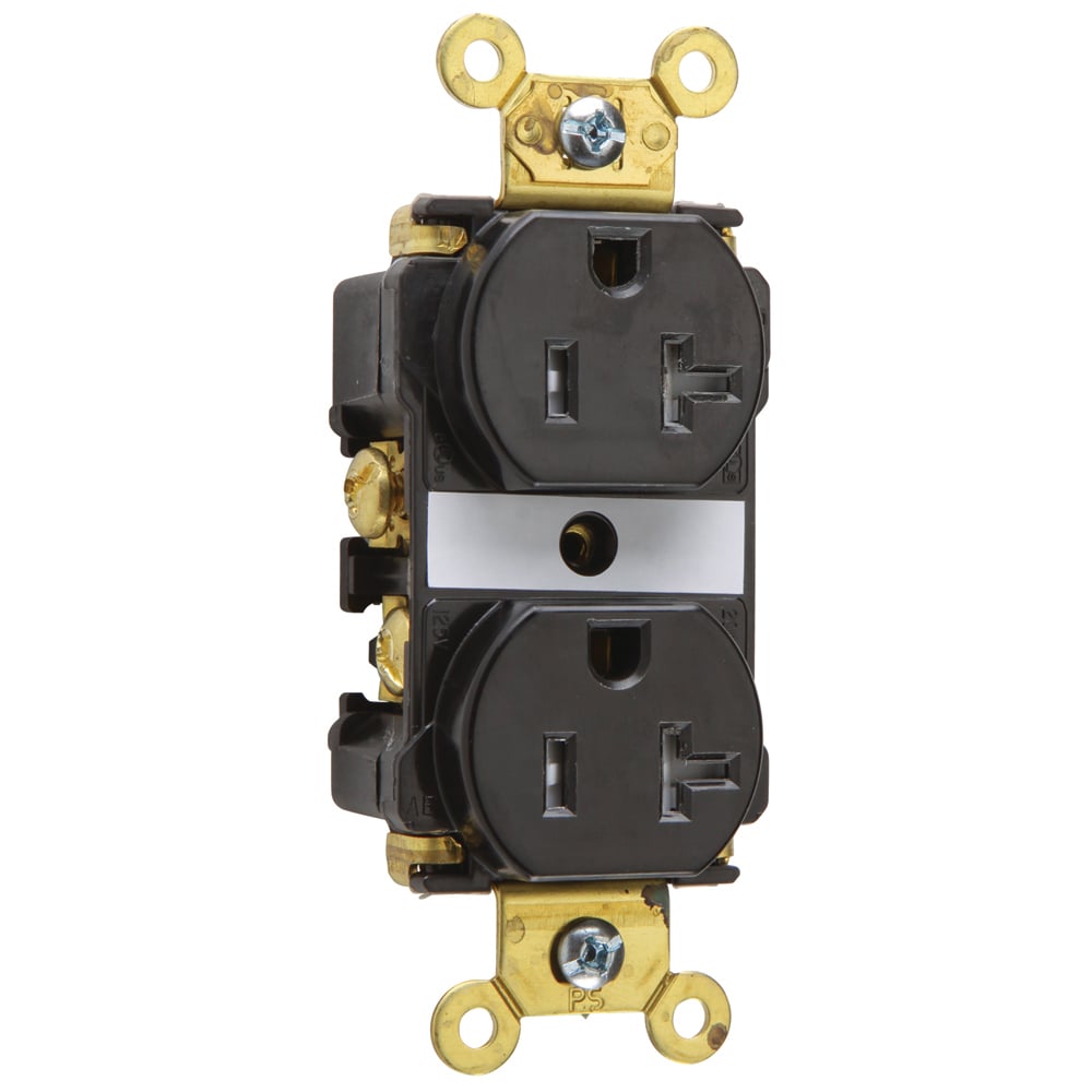 TR63BK 20 Amp 125V Spec-Grade Duplex Receptacle, Back and Side Wire, Black