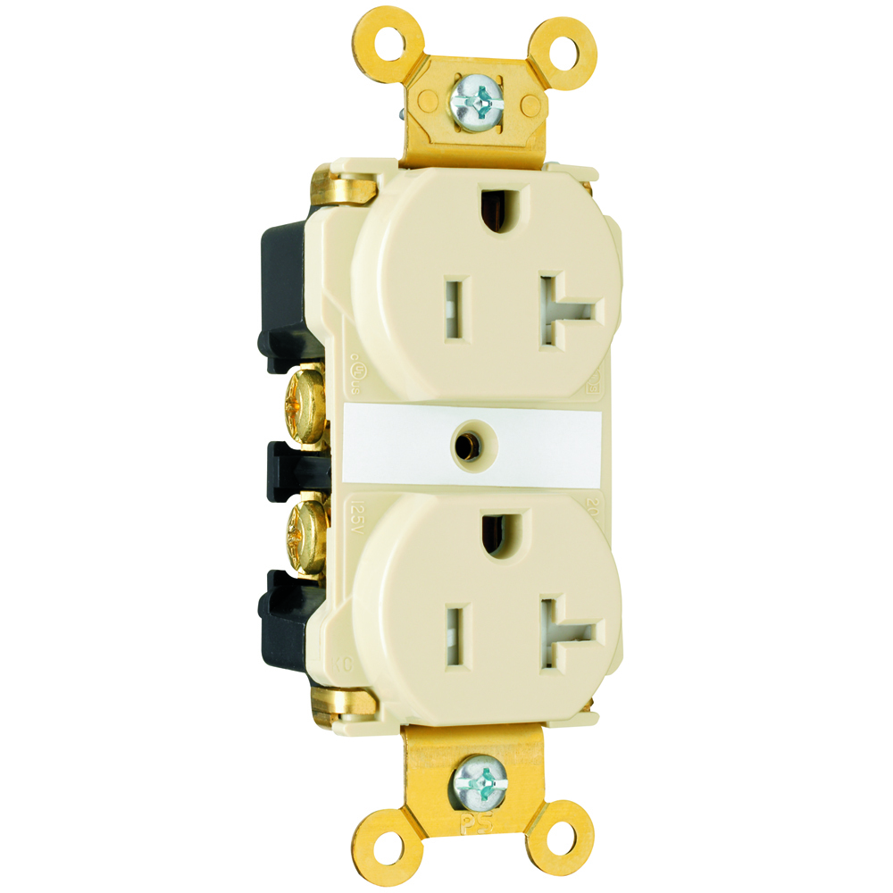 TR63I 20 Amp 125V Spec-Grade Duplex Receptacle, Back and Side Wire, Ivory