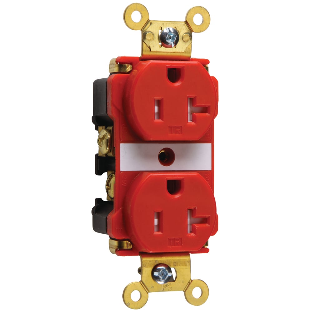 TR63RED 20 Amp 125V Spec-Grade Duplex Receptacle, Back and Side Wire, Red