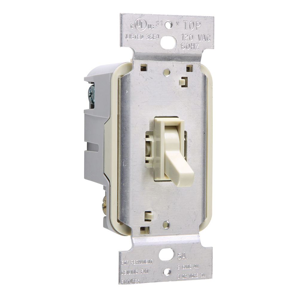 TSC5-I TradeMaster 1-Pole Bare Insulated Dimmer Fan Speed Control Switch, 120 VAC, 5 A, Toggle Operational Mode, Thermoplastic, Ivory