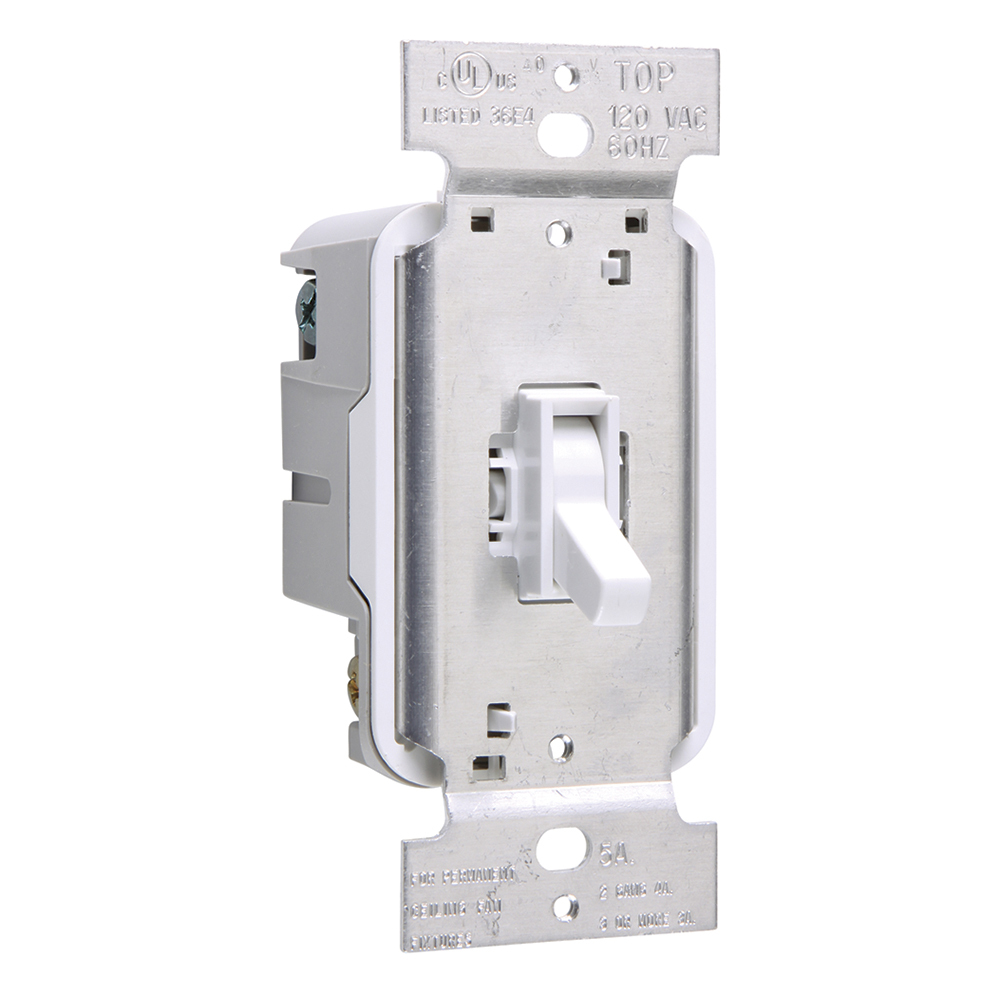 TSC5-W TradeMaster 1-Pole Bare Insulated Dimmer Fan Speed Control Switch, 120 VAC, 5 A, Toggle Operational Mode, Thermoplastic, White