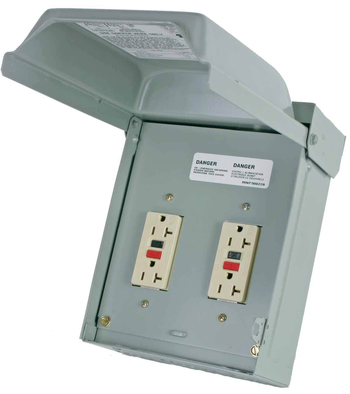 U011010 Midwest GE 1-Stage Heavy Duty Power Outlet Pedestal, 120 V AC, 20 A, 1 Phase, 14 to 10 AWG Wire, NEMA 3R Enclosure