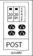 U011GP6 Midwest GE Type RV Power Outlet Pedestal, 120/240 V AC, 70 A, 1 Phase, 1 AWG to 300 kcmil, 12 to 2 AWG Wire, NEMA 3R Enclosure
