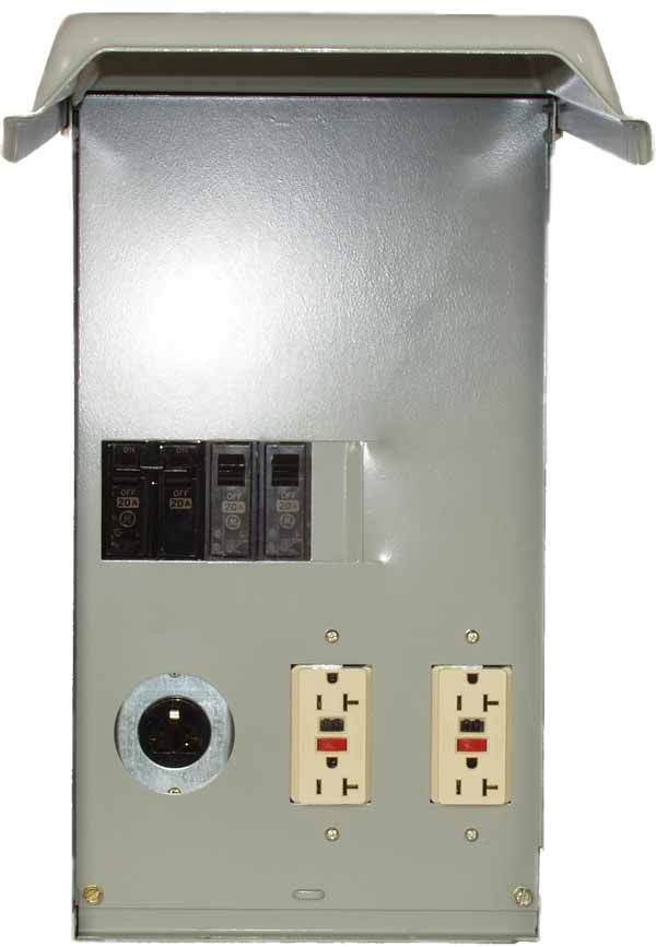 U038C010 Midwest GE Power Outlet Pedestal, 120/240 VAC, 100 A, 1 Phase, NEMA 3R Enclosure