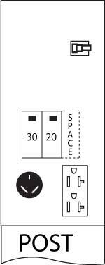 U041CP6L10 Midwest GE 1-Head Unmetered Power Pedestal, 120/240 V AC, 70 A, 1 Phase, 6 AWG to 350 kcmil Wire, NEMA 3R Enclosure