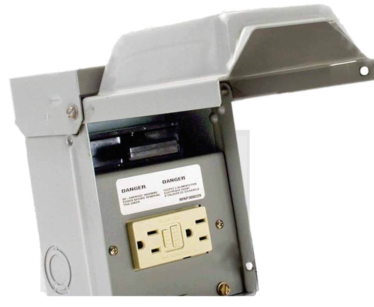 U065P010 AC Disconnect Switch with GFCI Receptacle, 60 Amp, 120/240V, Non-Fusible, Pull-Out, NEMA 3R