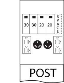 U131CP6010 Midwest GE Type RV Power Outlet Pedestal, 120/240 V AC, 100 A, 1 Phase, NEMA 3R Enclosure