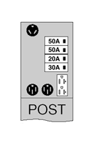 U775CP4010 Midwest GE 1-Head Unmetered Power Pedestal, 120/240 V AC, 125 A, 1 Phase, 6 AWG to 350 kcmil Wire, NEMA 3R Enclosure