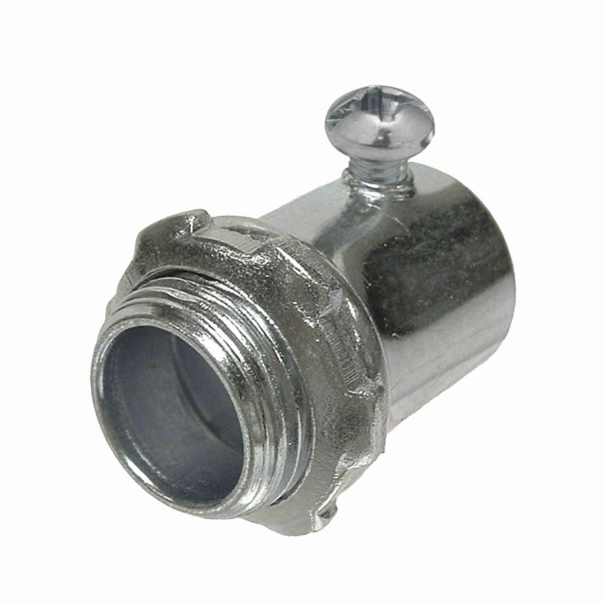 2005 Non-Insulated Set Screw Conduit Connector, 1-1/4 in Trade, For Use With EMT Conduit, Steel, Electro-Plated Zinc