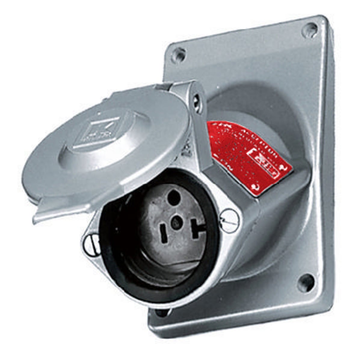 Acceptor UGRO20231 1-Gang 1-Phase Explosionproof Extra Heavy Duty Non-Grounding Single Standard Screw Mount Straight Blade Receptacle With Adapter, 125 V AC, 20 A, 3 Poles, 3 Wires, Metallic