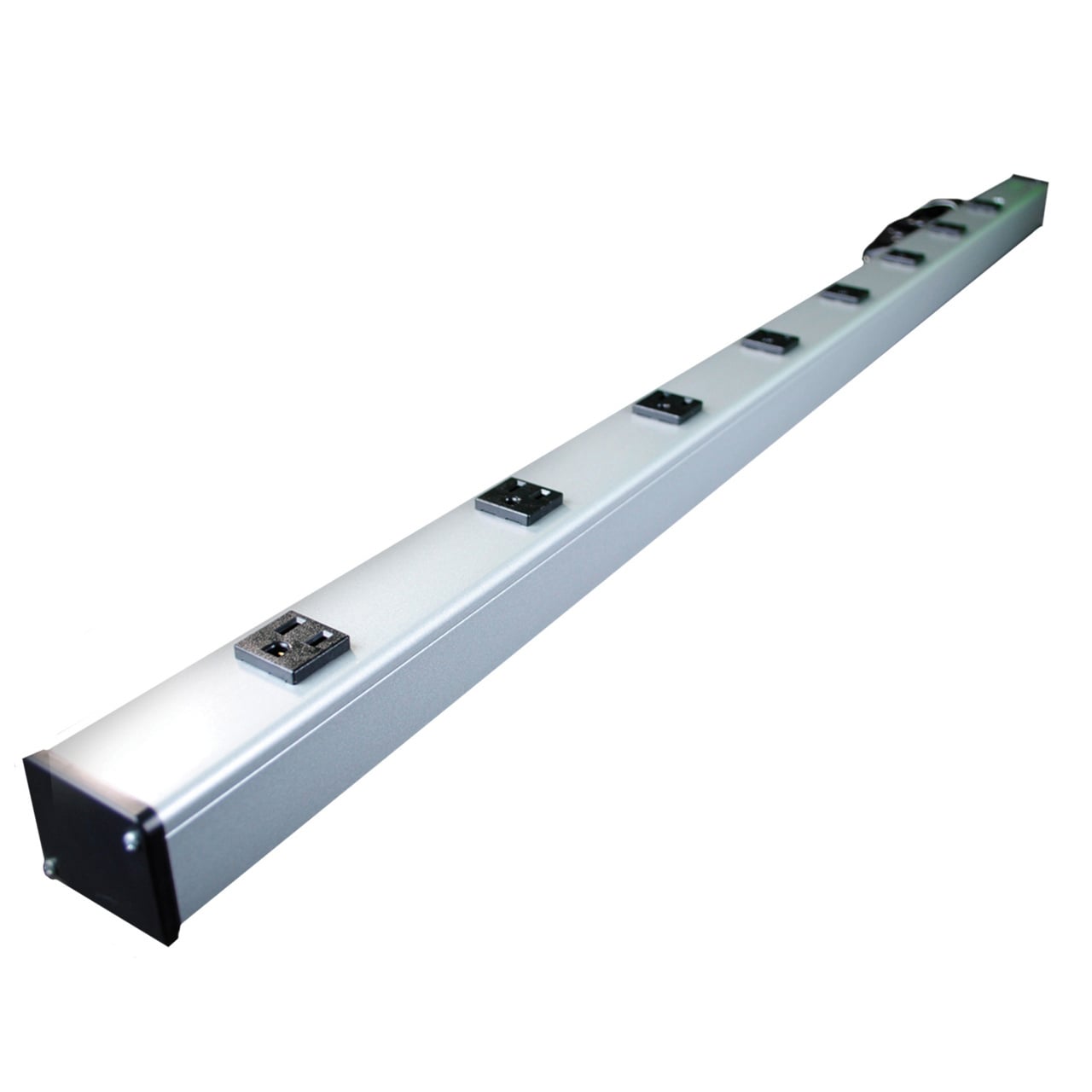 Multi-Outlet Power Strip, 125 VAC, 15 A, 8 Outlets, 6 ft Cord, 60 Hz, Snap-On, Aluminum Housing, NEMA 5-15 Plug, Single Receptacle, Gray, 48 in L x 1-3/4 in W x 1-5/8 in H, Single