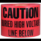 Underground Tape, Non-Adhesive, Red, 1000 ft. length, Non-Adhesive Polyethylene material, "Caution Buried High Voltage Line Below" legend, 4 mil. thickness, 6 in. width