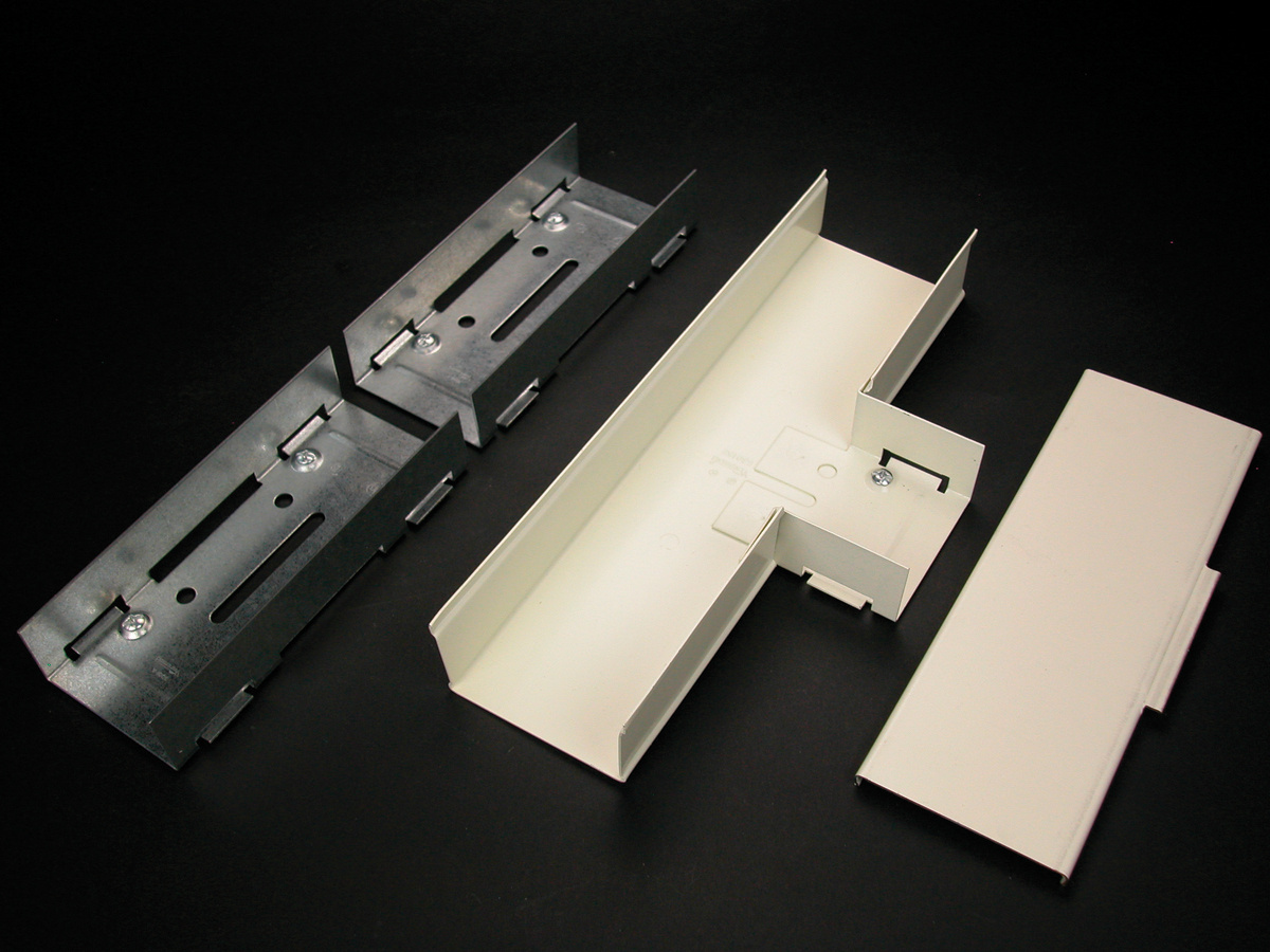 Raceway Tee Fitting, 1-Channel, Wall Mount, For Use With: 3000 Series Raceway, Steel, Ivory, 10-1/4 in L