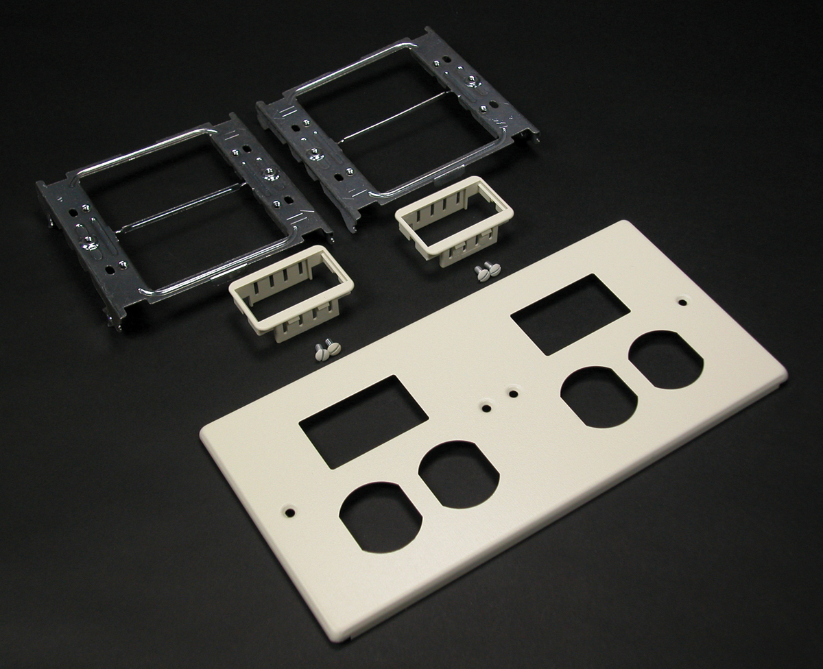 4 Gang Overlapping Cover; Steel, Ivory, For 15 Amp and 20 Amp Duplex Receptacles