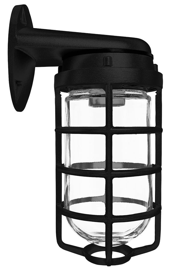 VBR100DGB HID Vaporproof Light Fixture Guard, 9-1/4 in H x 5-3/8 in W, For Use With 150 W A19 Incandescent Lamp, Clear Glass Globe and Vaporproof Light Fixture, Die Cast Aluminum, Black