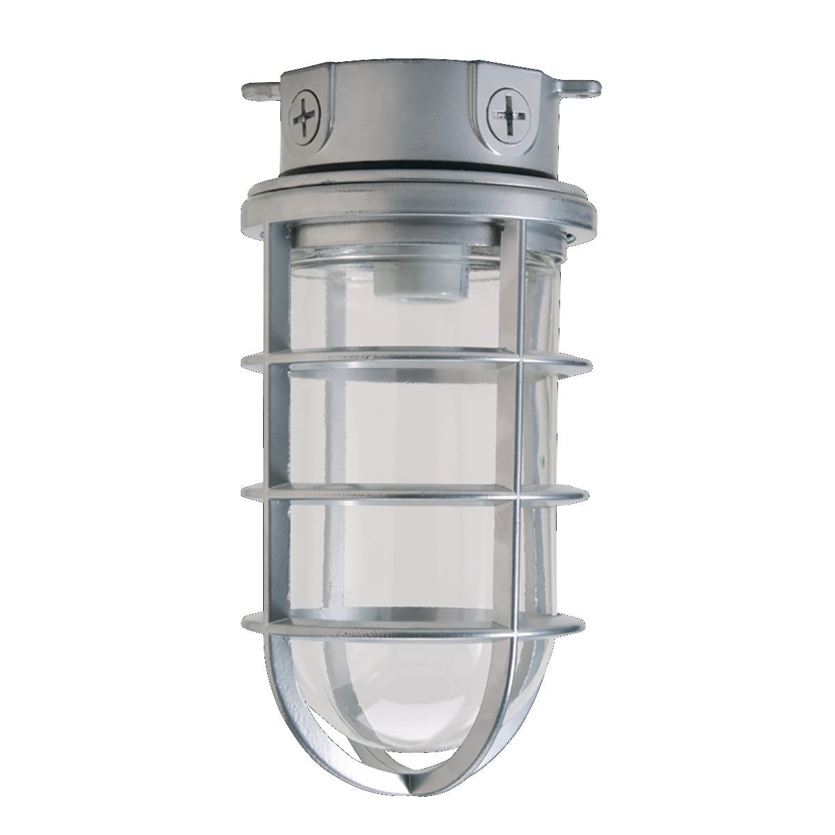 VCG-15 Cylindrical Closed Vapor-Proof Fixture Guard, 4-1/4 in Dia x 7-5/8 in H, For Use With Incandescent Vaportite Fixture, Rugged Copper Free Cast Aluminum