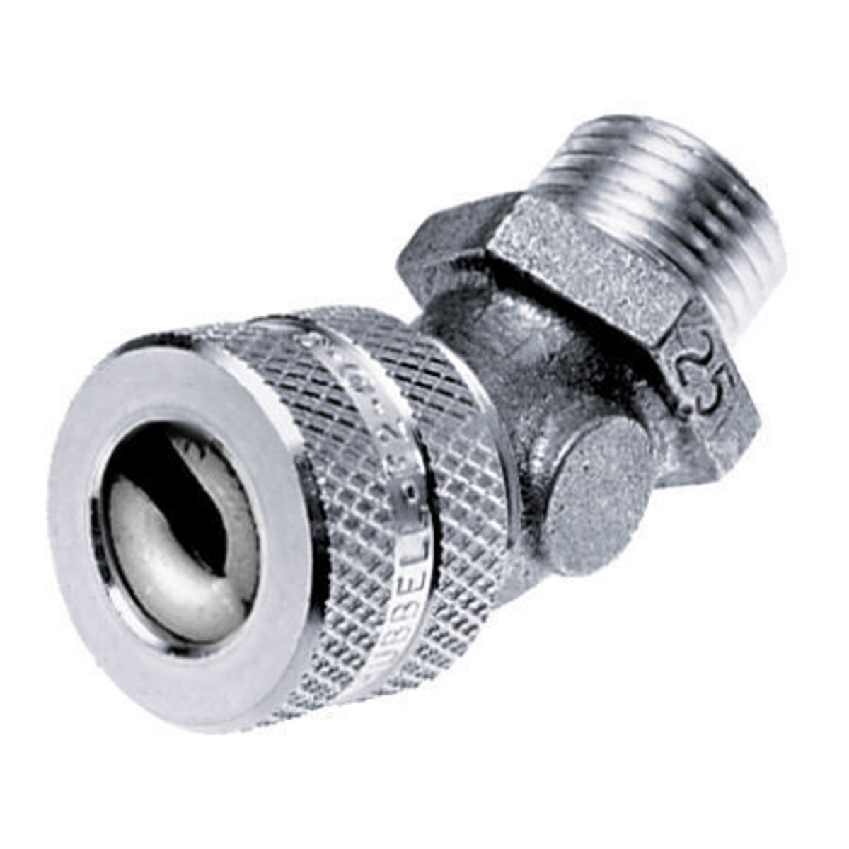 VHC1022 45 deg Form 2 Standard Metallic Cord Connector, 1/2 in Trade, 1 Conductor, 0.25 to 0.38 in Cable Openings, Aluminum, Machined