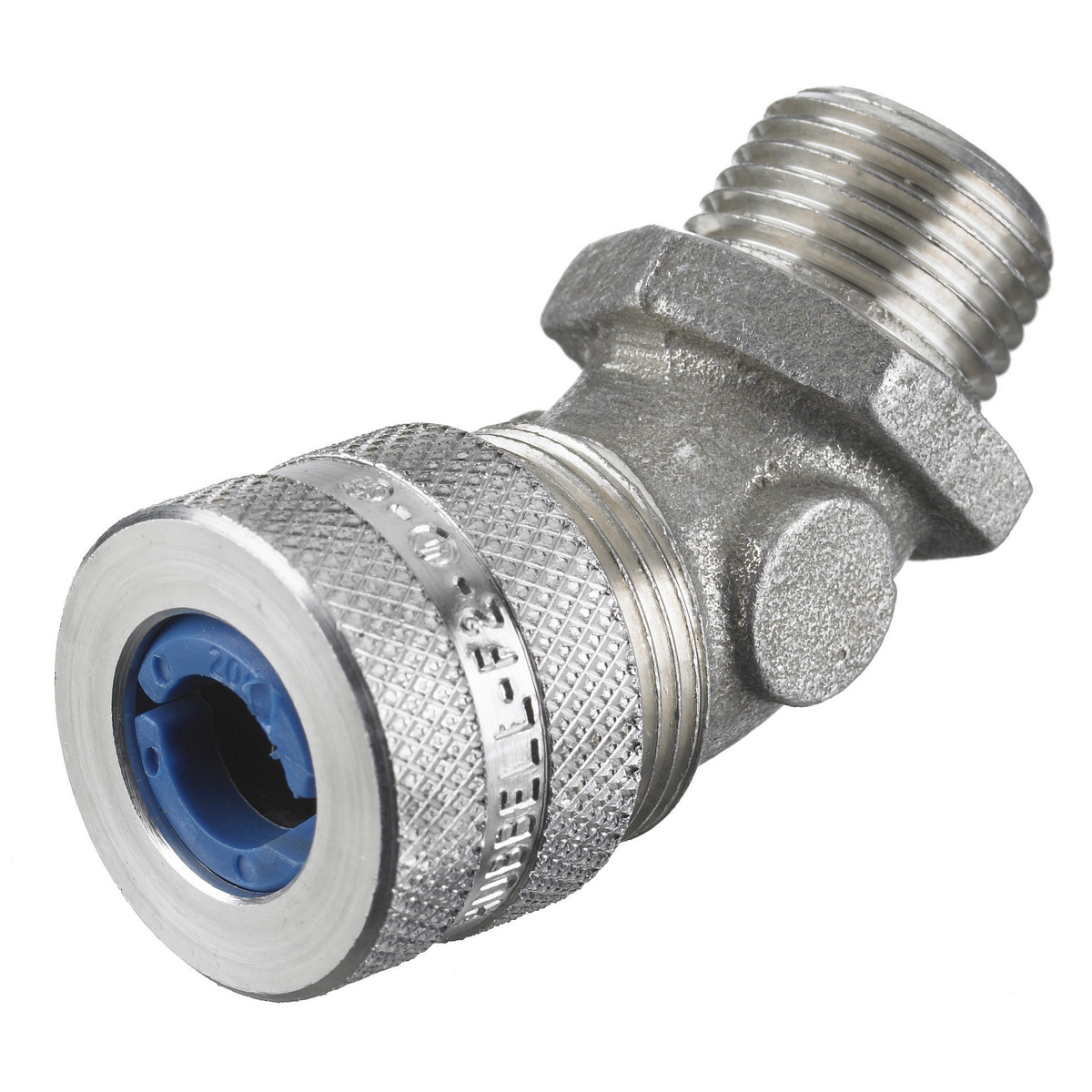 VHC1023 VHC 45 deg Form 2 Standard Metallic Cord Connector, 1/2 in Trade, (1) Conductors, 0.38 to 0.5 in Cable Openings, Aluminum, Machined