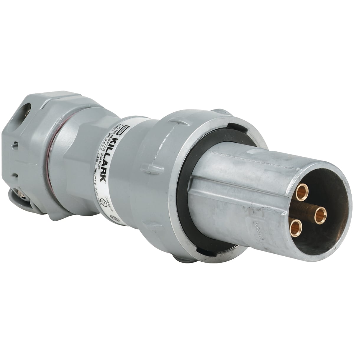 VP10487 VP Series 3-Phase Explosionproof Heavy Duty Metallic Pin and Sleeve Plug, 600 V AC/250 V DC, 100 A, 4 Poles, 3 Wires, Gray