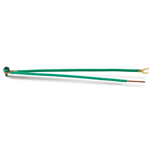 20067 1-Gang Ground Bonding Pigtail, 12 AWG Solid Wire, 8 in L, Flange Spade/GSH Ground Screw Terminal