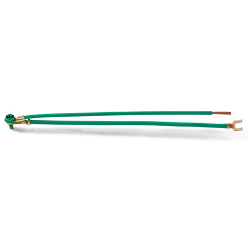 20068 1-Gang Ground Bonding Pigtail, 12 AWG Solid Wire, 8 in L, Captive GSH Ground Screw/Flange Spade Terminal