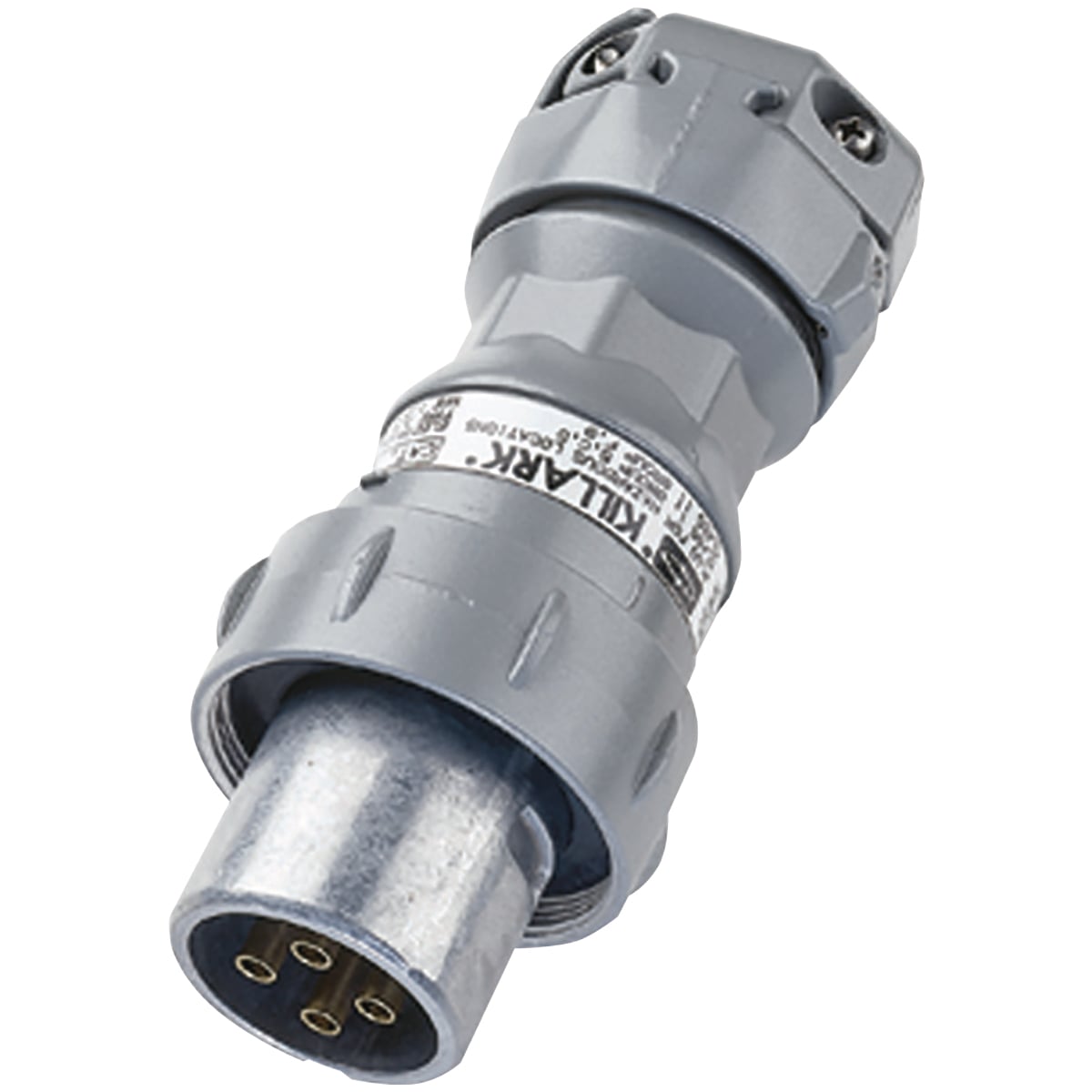 VP6475 3-Phase Explosionproof Heavy Duty Metallic Pin and Sleeve Plug, 600 V AC/250 V DC, 60 A, 4 Poles, 4 Wires, Gray