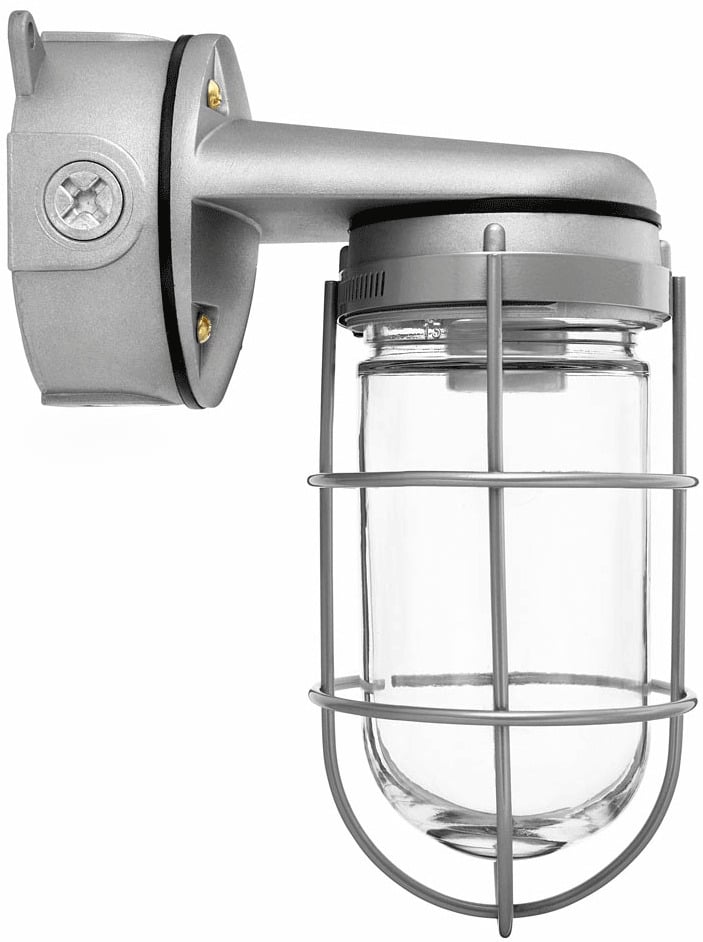 VXBR100P Vaporproof Light Fixture With Perma Globe,) A19 Lamp, 120/208/240/277 VAC, Natural Housing