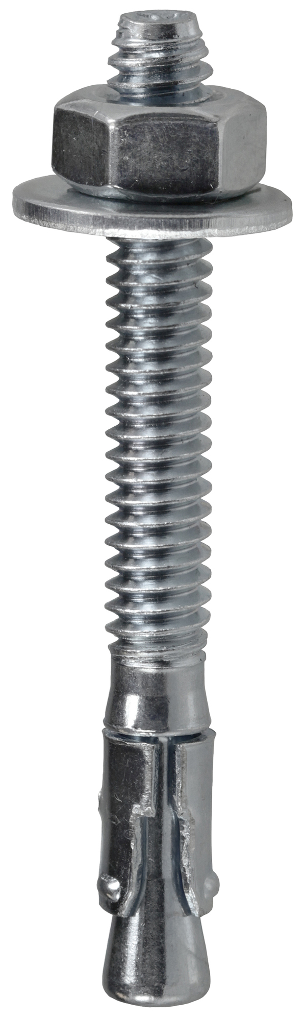 W12400 Fully Threaded Wedge Anchor, 1/2 in Dia, 4-1/2 in OAL, 3-1/8 in L Thread, Steel, Zinc Plated