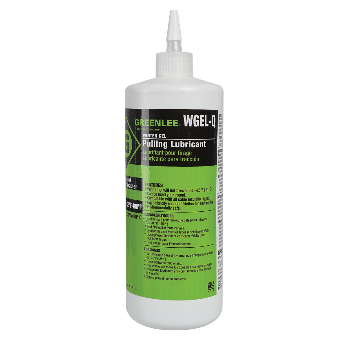 WGEL-Q Winter-Gel Cable Pulling Lubricant, 1 qt Squeeze Bottle, Gel Form, 1