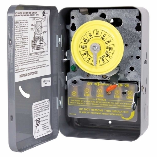 WH40 Mechanical Timer Switch, 1 hr Setting, 208 to 277 V AC, 2 hp, 5 hp, DPST Contact, 2 Poles