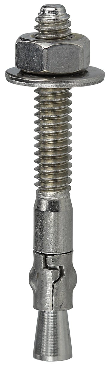 WS14314 Fully Threaded Wedge Anchor, 1/4 in Dia, 3-1/4 in OAL, 2-1/4 in L Thread, Stainless Steel, Stainless Steel