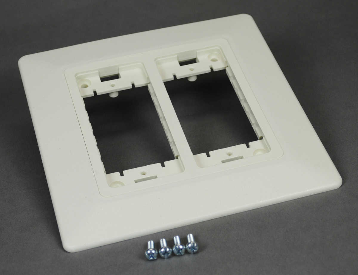 2 Gang Mounting Bracket and Trim Ring; 6-13/16 Inch Length x 7 Inch Width, White