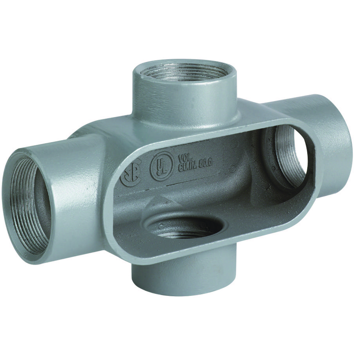 X27 Type X Conduit Body, 3/4 in Hub, Form 7 Form, 9.5 cu-in Capacity, Iron, Tri-Coated