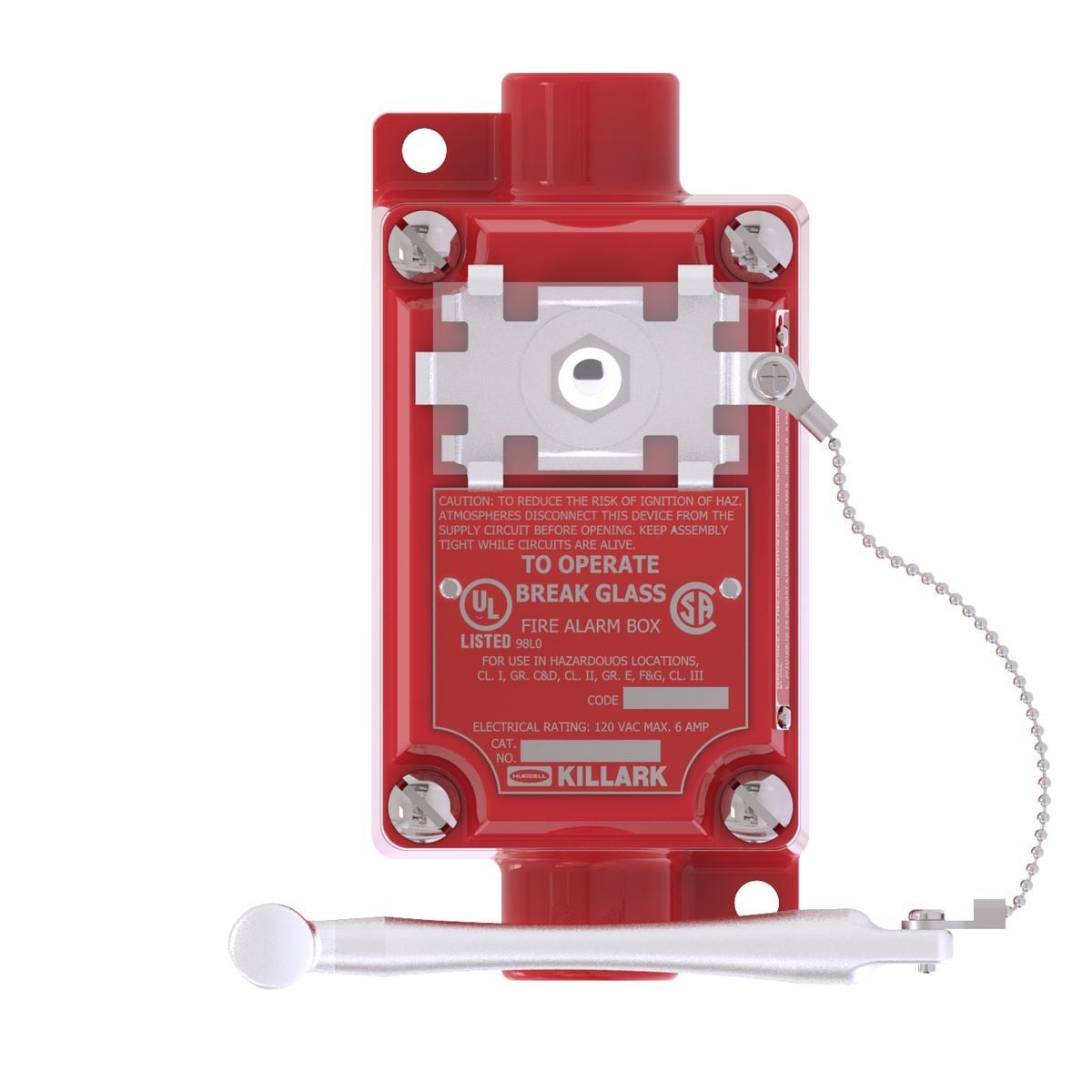 XAS-53 XAS Series Fire Alarm Station With SWB Back Box, 600 V AC, 10 A, 1NO-1NC Contact, NEMA 7/9 NEMA Rating