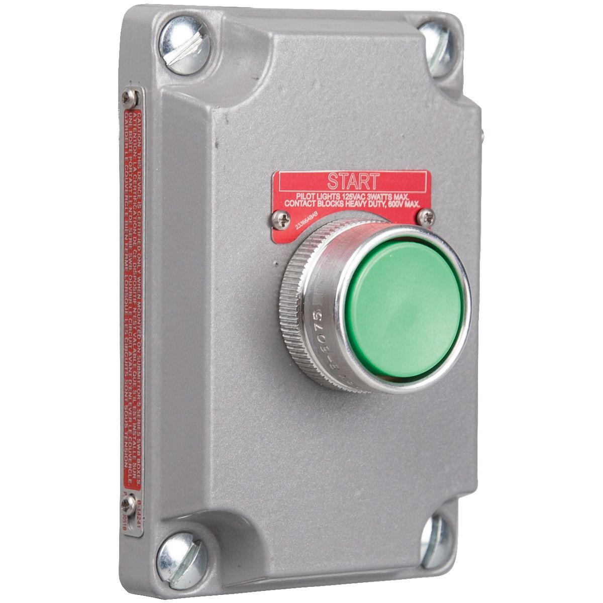 XCS-0B1 XCS Single Pushbutton Cover Assembly, 600 V AC, 10 A, 1NO Contact, 1 Operators, NEMA 7CD/9EFG NEMA Rating