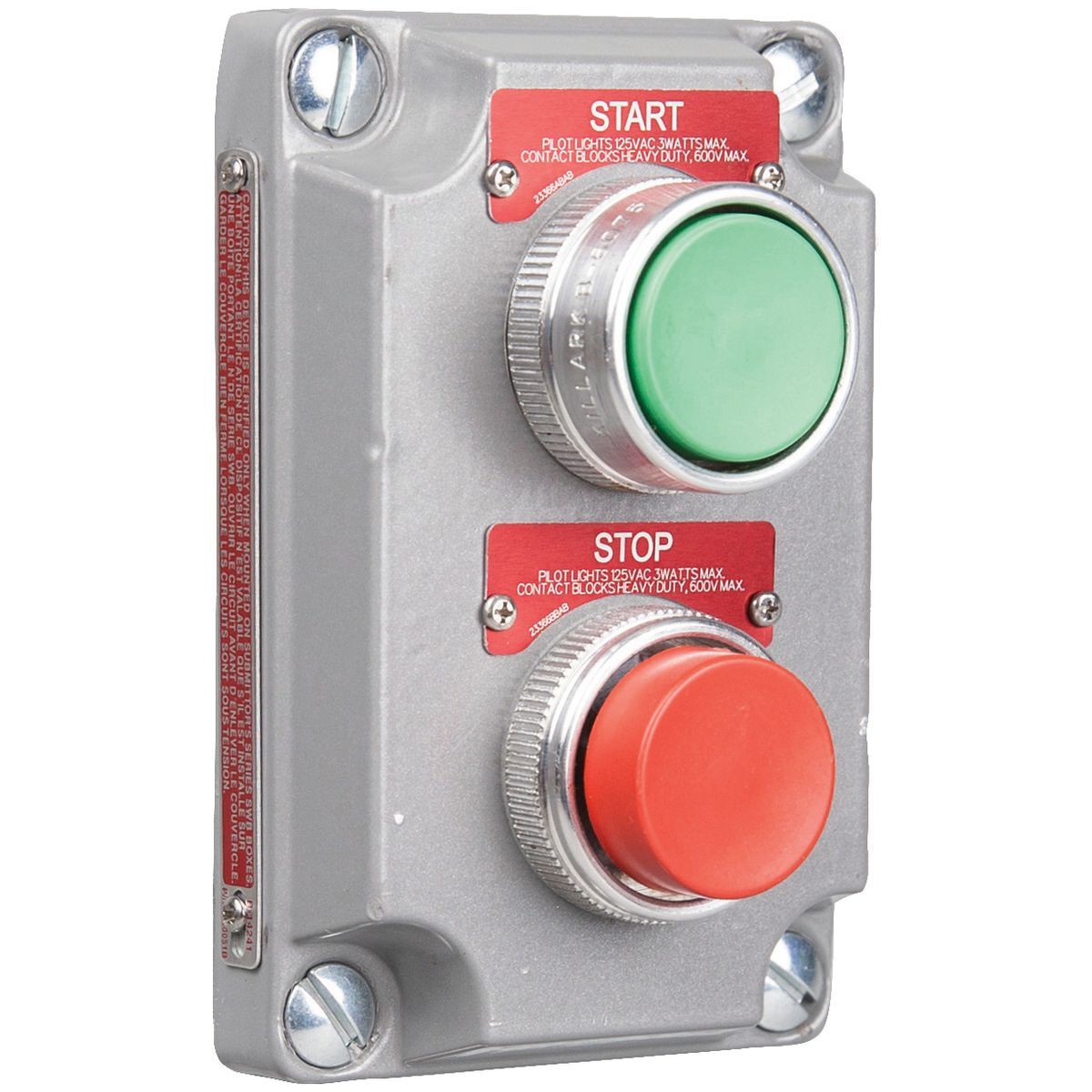 XCS-0B4 Pushbutton Cover Assembly With Device and (2) Pushbuttons, 600 V AC, 1NO-1NC Contact, NEMA 7CD/9EFG NEMA Rating