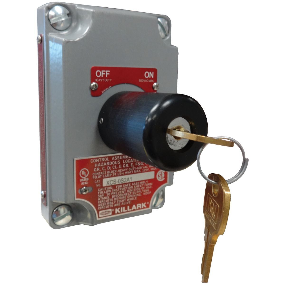 XCS-0K2A5 XCS Series Rotary Action Selector Switch Cover Assembly With Device, 600 V AC, 10 A, 2NO-2NC Contact, NEMA 7CD/9EFG NEMA Rating