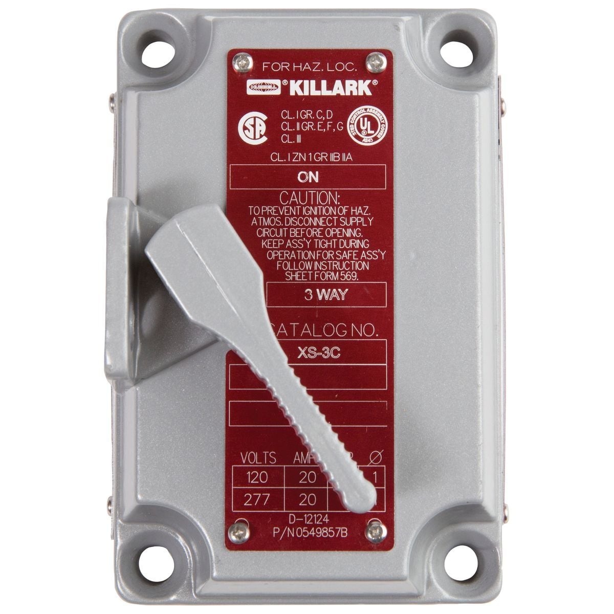 XS-3C XS Series 3-Way Tumbler Switch With Cover, 120/277 V AC, 20 A, SPDT Contact